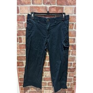 Lee Womens M/L Navy Blue  Comfort Waist Cinch Crop Capri Stretch Casual Pants